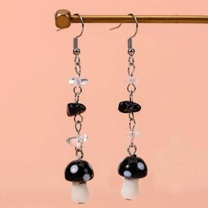 Glass Mushroom Dangle Drop Earrings